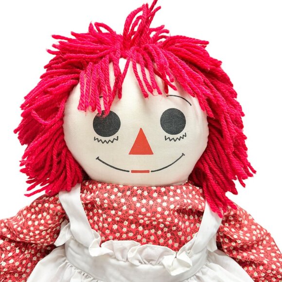 Handmade 1960s Raggedy Ann Andy Dolls Red Yarn Hair Cloth Bodies Classic 34x19 - Picture 3 of 16